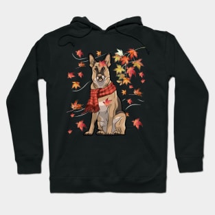 Maple Dog Leaf Fall Hello Autumn Funny German Shepherd Lover Hoodie